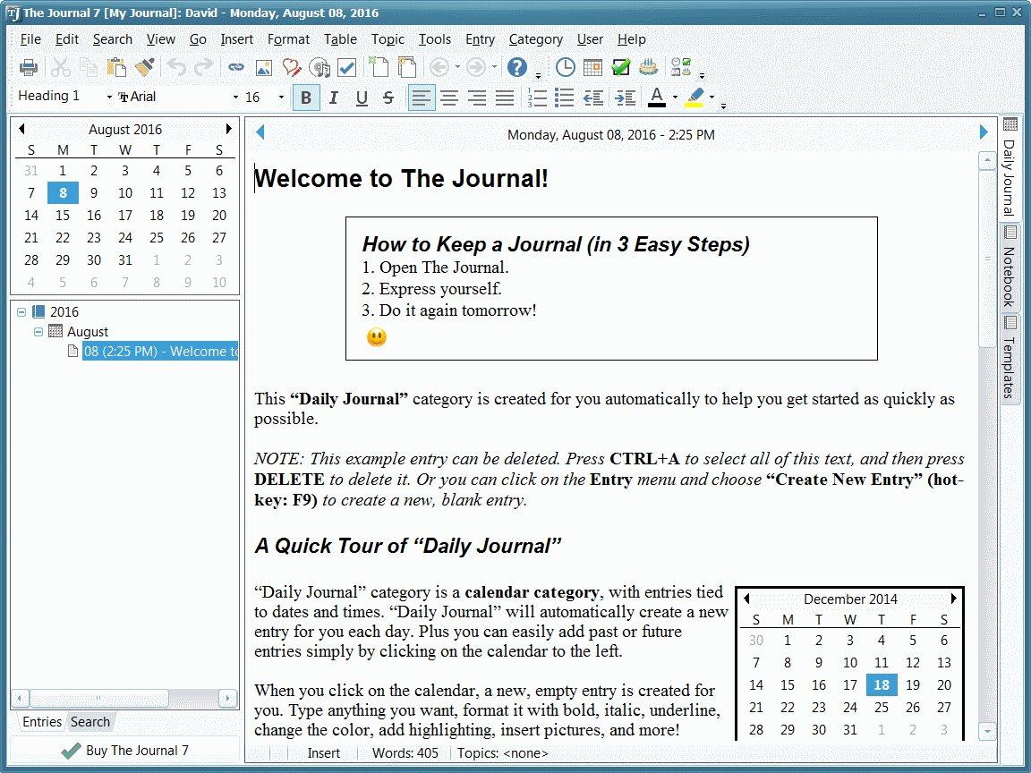 The Journal - The Journal: Write, Organize, Remember, Find