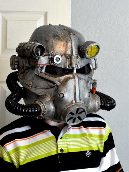 Davis models his full-size, wearable Fallout 3 helmet