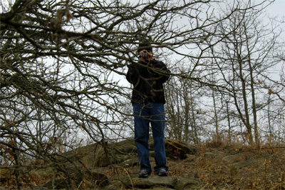A strange creature was seen filming in the woods